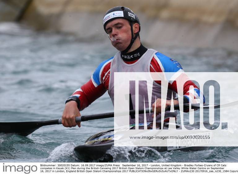 London, United Kingdom - Bradley Forbes-Cryans of CR Cats competes in Kayak (K1) Men during the British Canoeing 2017 British Open Slalom Championships at Lee Valley White Water Centre on September 16, 2017 in London, England British Open Slalom Championships 2017 - ZUMAn230 20170916_zaa_n230_1584