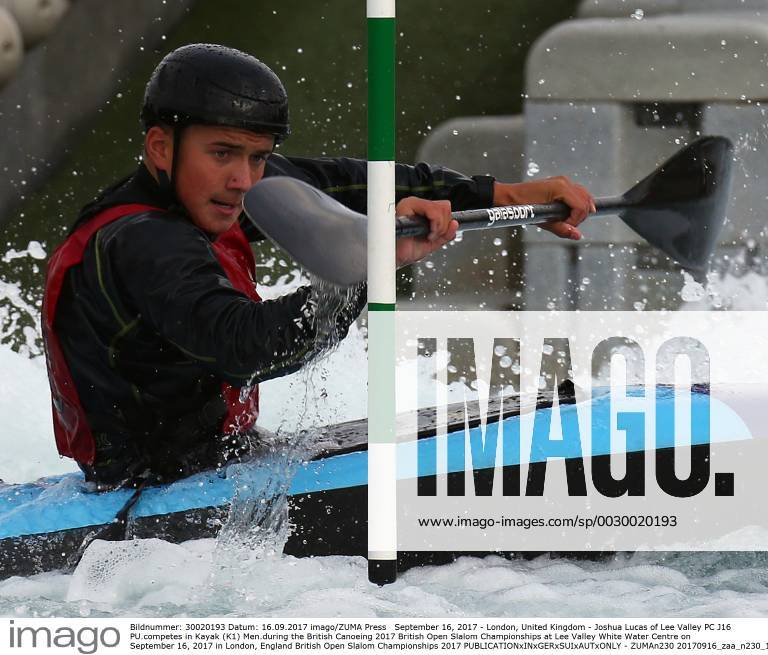 London, United Kingdom - Joshua Lucas of Lee Valley PC J16 PU.competes in Kayak (K1) Men.during the British Canoeing 2017 British Open Slalom Championships at Lee Valley White Water Centre on September 16, 2017 in London, England British Open Slalom Championships 2017 - ZUMAn230 20170916_zaa_n230_1613