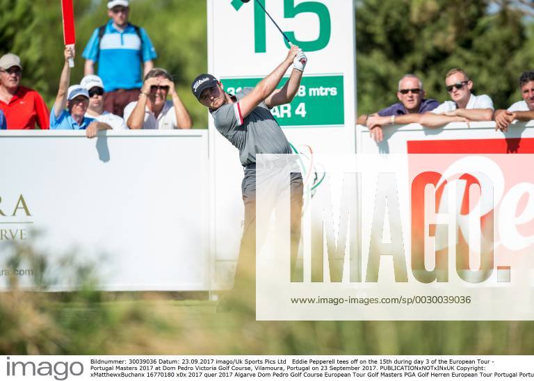 Eddie Pepperell tees off on the 15th during day 3 of the European Tour - Portugal Masters 2017 at Dom Pedro Victoria Golf Course, Vilamoura, Portugal on 23 September 2017.