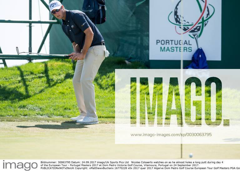 Nicolas Colsaerts watches on as he almost holes a long putt during day 4 of the European Tour - Portugal Masters 2017 at Dom Pedro Victoria Golf Course, Vilamoura, Portugal on 24 September 2017.