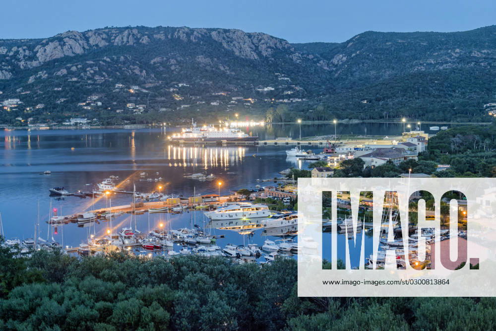Porto Vecchio, harbor, twilight, Corsica, France, Europe Porto Vecchio, harbor, blue hour, Corsica, France, Europe