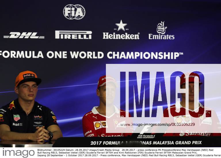 press conference PK Pressekonferenz Max Verstappen (NED) Red Bull Racing RB13, Sebastian Vettel (GER) Scuderia Ferrari SF70H and Kimi Raikkonen (FIN) Scuderia Ferrari SF70H Malaysian Grand Prix, Sepang 28 September - 1 October 2017 28.09.2017 - Press conference, Max Verstappen (NED) Red Bull Racing RB13, Sebastian Vettel (GER) Scuderia Ferrari SF70H and Kimi Raikkonen (FIN) Scuderia Ferrari SF70H