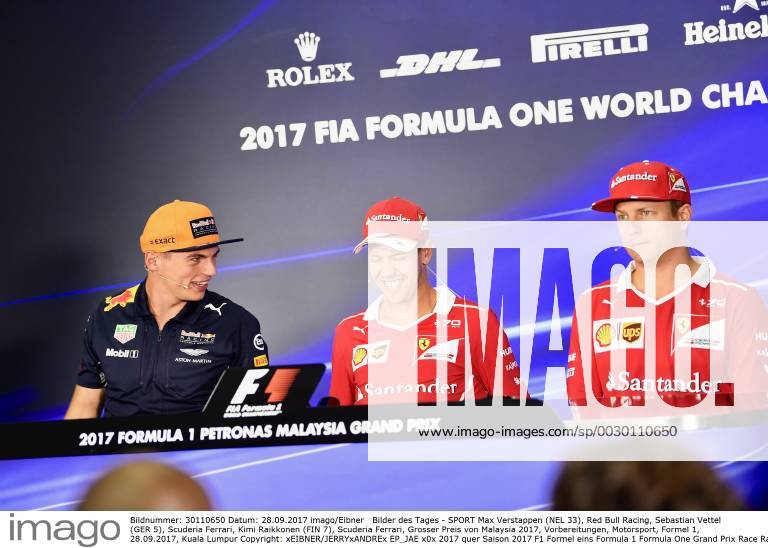 - SPORT Max Verstappen (NEL 33), Red Bull Racing, Sebastian Vettel (GER 5), Scuderia Ferrari, Kimi Raikkonen (FIN 7), Scuderia Ferrari, Grosser Preis von Malaysia 2017, Vorbereitungen, Motorsport, Formel 1, 28.09.2017, Kuala Lumpur
