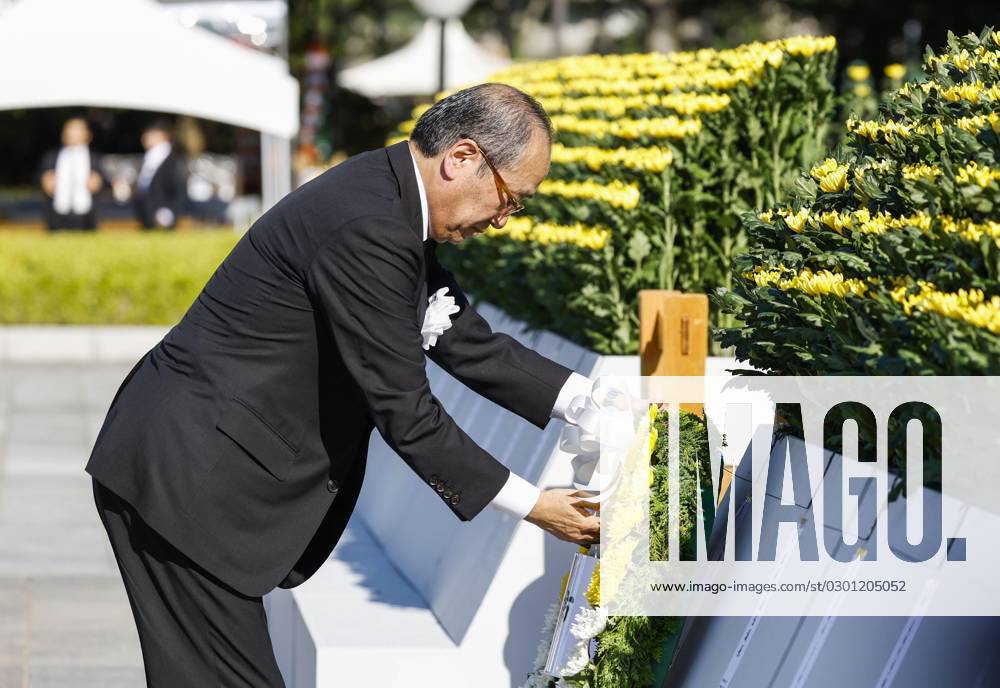 78th A-bomb anniversary in Hiroshima Hiroshima Mayor Kazumi Matsui offers a wreath during a ceremony at the Peace Memorial Park in Hiroshima on Aug. 6, 2023, marking the 78th anniversary of the U.S. atomic bombing of the western Japan city. 1032914663st