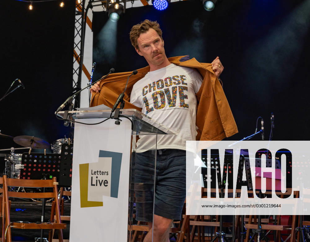 Benedict Cumberbatch at Wilderness Festival 2023 Benedict Cumberbatch reads Letters Live on Sunday in conjunction with Choose Love at Wilderness Festival, Cornbury Park, Oxfordshire, UK, 06 August 2023, Credit:Mark Anton-Smith Avalon