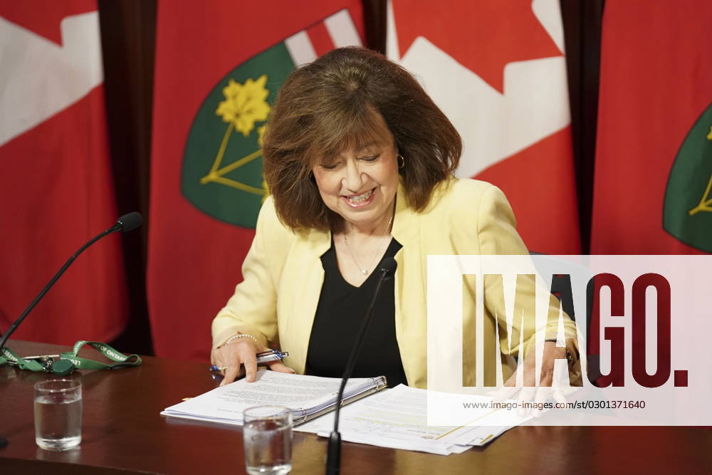Ontario Auditor General Bonnie Lysyk speaks to the media during a press conference regarding her Special Report on Changes to the Greenbelt, at Queens Park, in Toronto, Wednesday, Aug. 9, 2023. Toronto Canada - ZUMAc35_ 20230809_zaf_c35_010