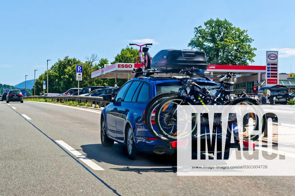 High fuel prices refueling on the highway Bergen Bavaria Germany