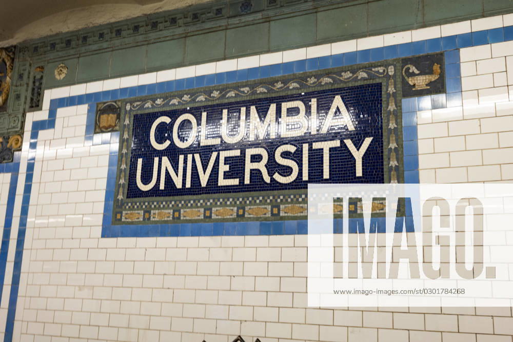 The Columbia University MTA Subway 1 train station at 116th Street...Columbia University in the City of New York is an elite private higher education institution. Long considered 1 on the US News and World Report ranking for universities, the Ivy League school is a top destination for international students and global elite. Columbia has one of the lowest college admissions rates in the US. New York United States - ZUMAb177 20230809_aap_b177_044