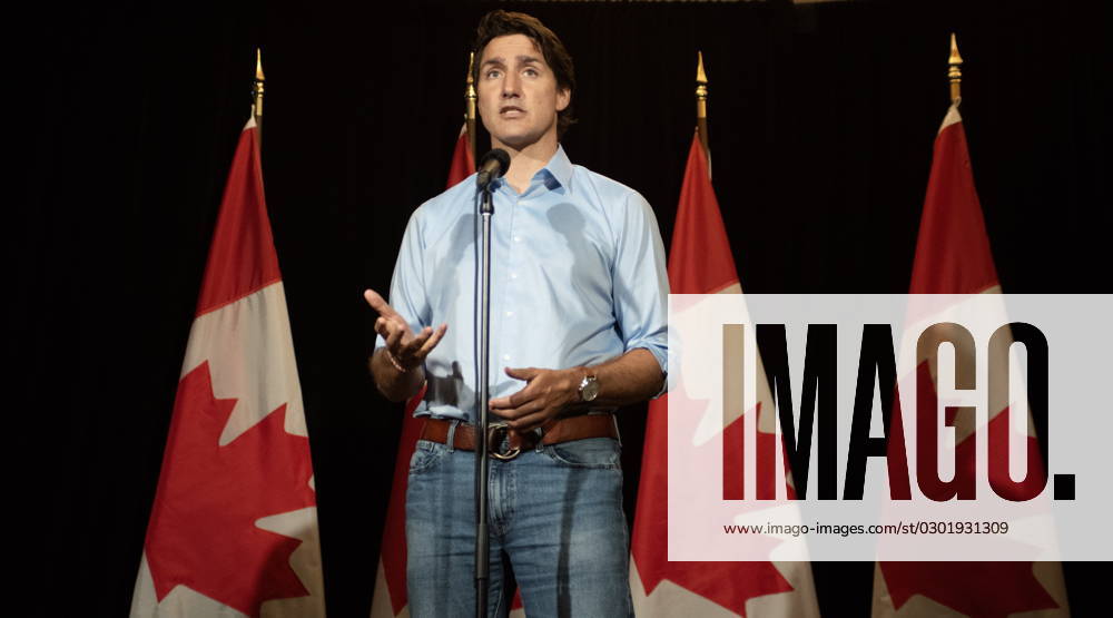 Prime Minister Justin Trudeau makes a statement about the wildfires in Western Canada in Charlottetown, Sunday, Aug. 20, 2023. He and the rest of his cabinet is in the city for a retreat beginning Monday. Charlottetown CANADA - ZUMAc35_ 20230820_zaf_c35_037