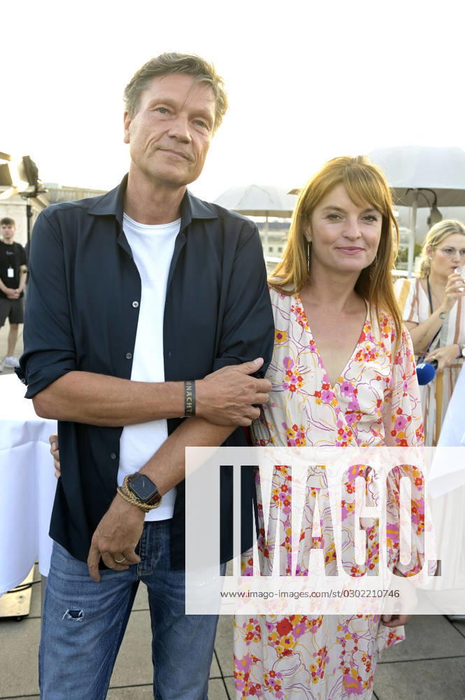 Roland Suso Richter and Ina Paule Klink at the opening reception of the UFA Film Nights 2023 on the roof terrace of the Bertelsmann Representative Office Berlin, 23 08 2023 Foto:xF.xFuturexImagex ufa_3851
