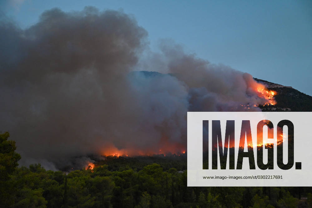 Wildfire continues to destroy forest in Parnitha near Athens A wildfire burns forest land in mount Parnitha near Athens. Parnitha Greece