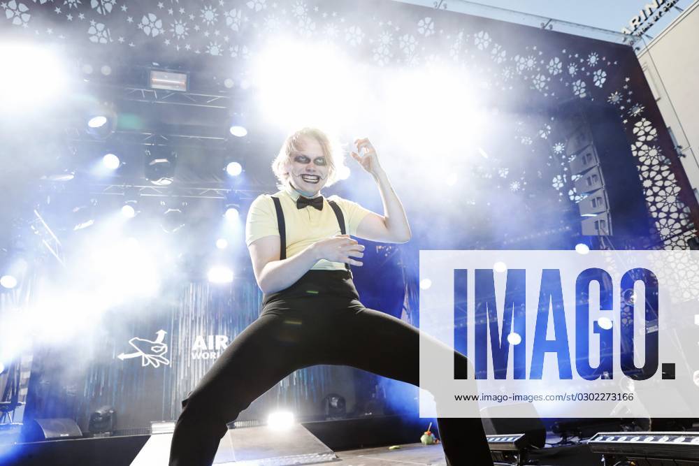 Aapo The Angus Rautio of Finland during the Air Guitar World Championships in Oulu, Finland, on August 25, 2023. Oulu Finland