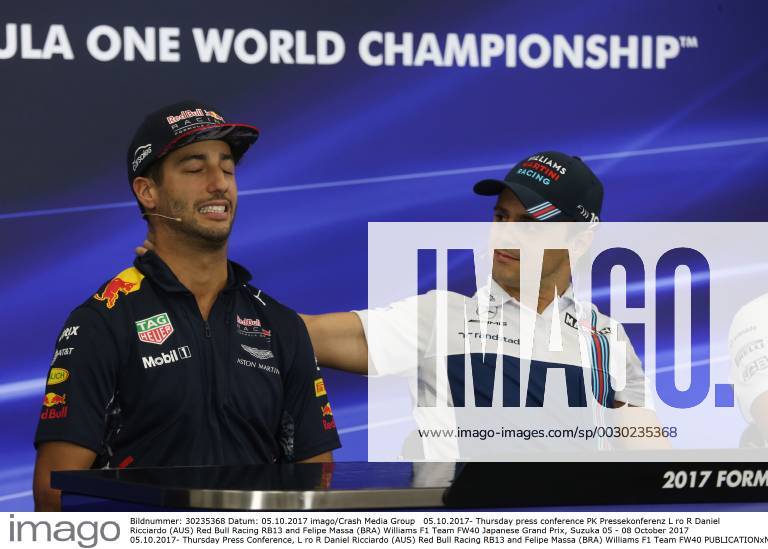 Thursday press conference PK Pressekonferenz L ro R Daniel Ricciardo (AUS) Red Bull Racing RB13 and Felipe Massa (BRA) Williams F1 Team FW40 Japanese Grand Prix, Suzuka 05 - 08 October 2017 05.10.2017- Thursday Press Conference, L ro R Daniel Ricciardo (AUS) Red Bull Racing RB13 and Felipe Massa (BRA) Williams F1 Team FW40