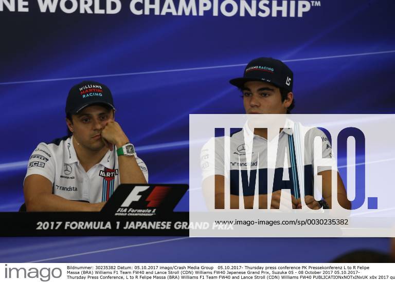 Thursday press conference PK Pressekonferenz L to R Felipe Massa (BRA) Williams F1 Team FW40 and Lance Stroll (CDN) Williams FW40 Japanese Grand Prix, Suzuka 05 - 08 October 2017 05.10.2017- Thursday Press Conference, L to R Felipe Massa (BRA) Williams F1 Team FW40 and Lance Stroll (CDN) Williams FW40