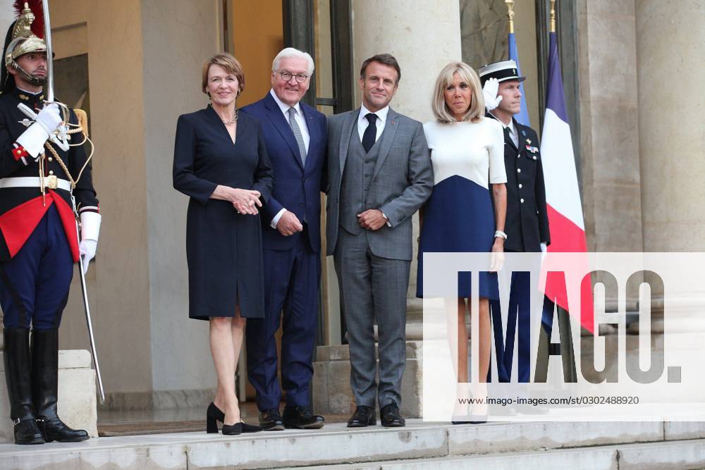 Paris, Frank-Walter Steinmeier trifft Emmanuel Macron Emmanuel Macron et Brigitte Macron recoivent Frank-Walter Steinmeier et sa femme Elke Budenbender au palais de l Elysee NEWS: Macron recoit Steinmeier - Paris -31 08 2023 JonathanRebboah Panoramic PESRK24022012