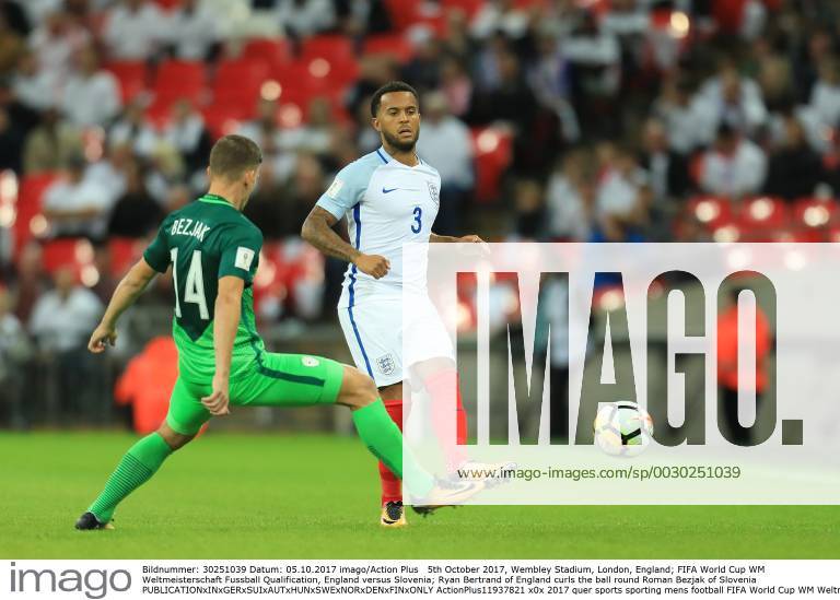 5th October 2017, Wembley Stadium, London, England; FIFA World Cup WM Weltmeisterschaft Fussball Qualification, England versus Slovenia; Ryan Bertrand of England curls the ball round Roman Bezjak of Slovenia ActionPlus11937821
