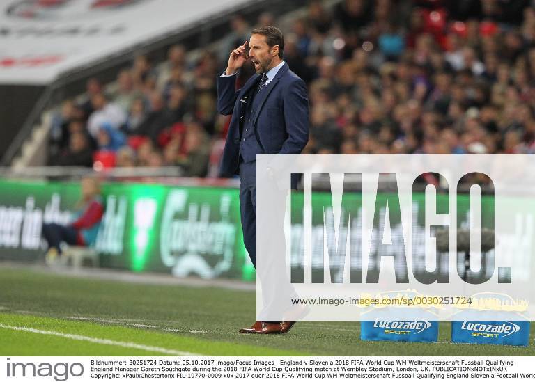 England v Slovenia 2018 FIFA World Cup WM Weltmeisterschaft Fussball Qualifying England Manager Gareth Southgate during the 2018 FIFA World Cup Qualifying match at Wembley Stadium, London, UK. Content Not Available For UK Newspapers