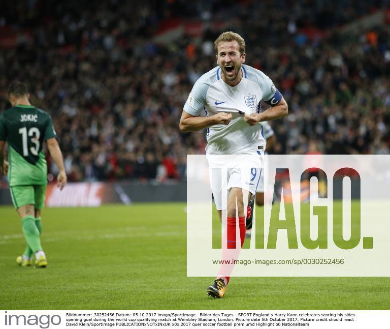 - SPORT England s Harry Kane celebrates scoring his sides opening goal during the world cup qualifying match at Wembley Stadium, London. Picture date 5th October 2017. Picture credit should read: David Klein Sportimage .