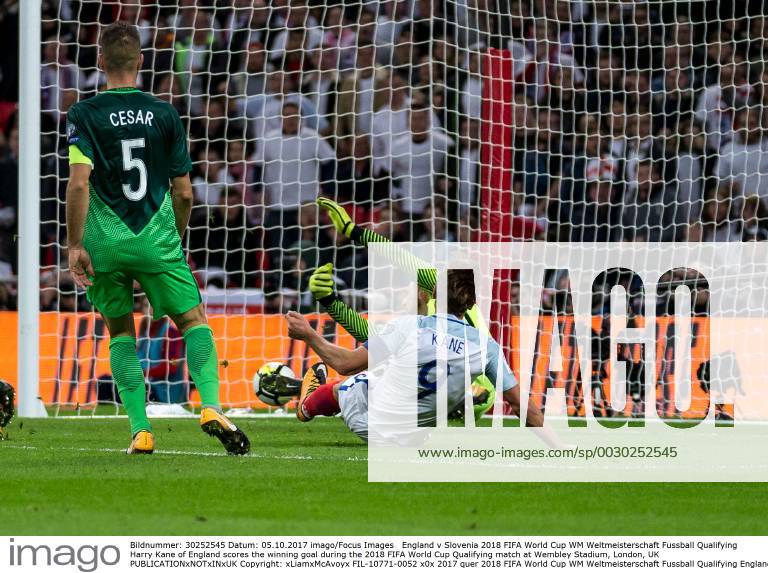 England v Slovenia 2018 FIFA World Cup WM Weltmeisterschaft Fussball Qualifying Harry Kane of England scores the winning goal during the 2018 FIFA World Cup Qualifying match at Wembley Stadium, London, UK Content Not Available For UK Newspapers