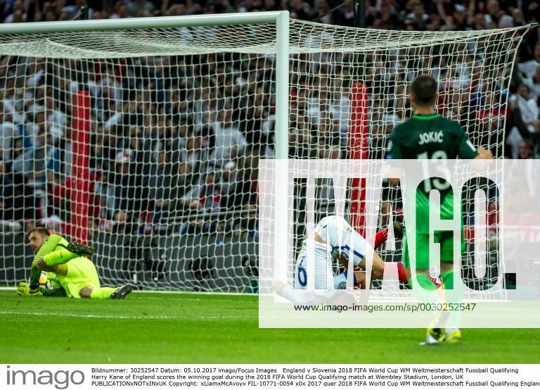 England v Slovenia 2018 FIFA World Cup WM Weltmeisterschaft Fussball Qualifying Harry Kane of England scores the winning goal during the 2018 FIFA World Cup Qualifying match at Wembley Stadium, London, UK Content Not Available For UK Newspapers