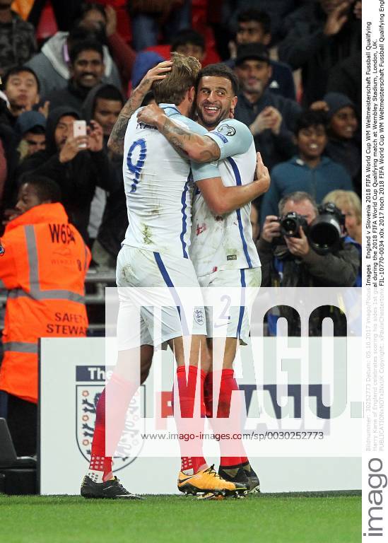England v Slovenia 2018 FIFA World Cup WM Weltmeisterschaft Fussball Qualifying Harry Kane of England celebrates scoring his sides 1st goal during the 2018 FIFA World Cup Qualifying match at Wembley Stadium, London, UK. Content Not Available For UK Newspapers