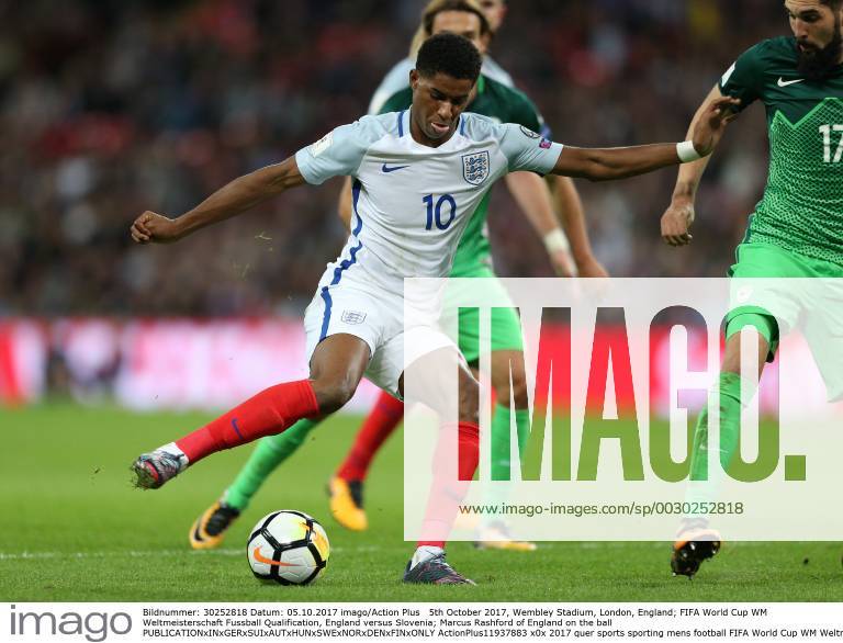 5th October 2017, Wembley Stadium, London, England; FIFA World Cup WM Weltmeisterschaft Fussball Qualification, England versus Slovenia; Marcus Rashford of England on the ball ActionPlus11937883