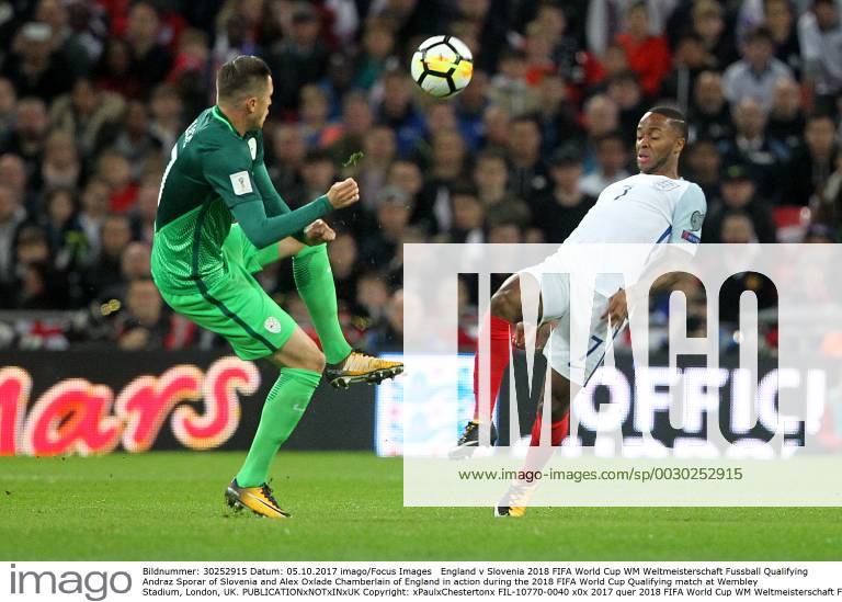 England v Slovenia 2018 FIFA World Cup WM Weltmeisterschaft Fussball Qualifying Andraz Sporar of Slovenia and Alex Oxlade Chamberlain of England in action during the 2018 FIFA World Cup Qualifying match at Wembley Stadium, London, UK. Content Not Available For UK Newspapers