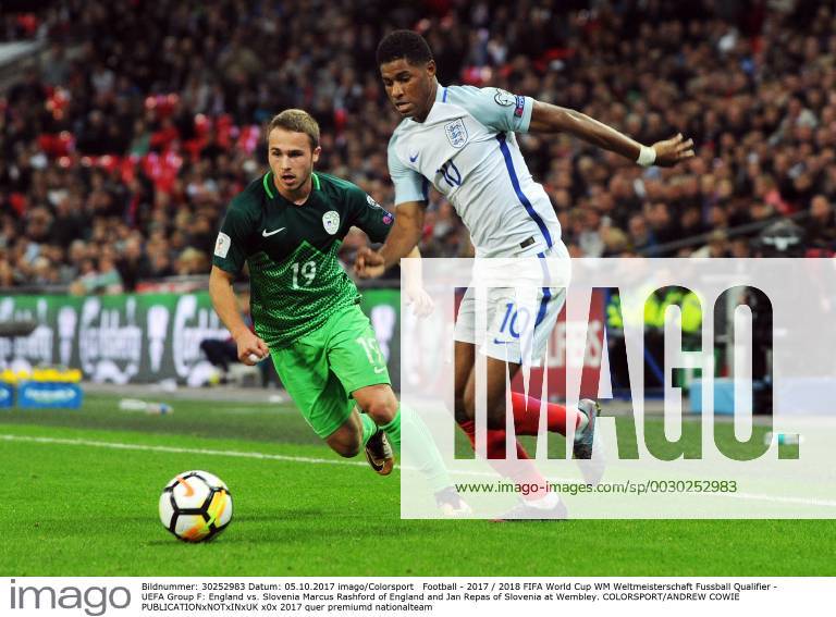 Football - 2017 2018 FIFA World Cup WM Weltmeisterschaft Fussball Qualifier - UEFA Group F: England vs. Slovenia Marcus Rashford of England and Jan Repas of Slovenia at Wembley. COLORSPORT ANDREW COWIE