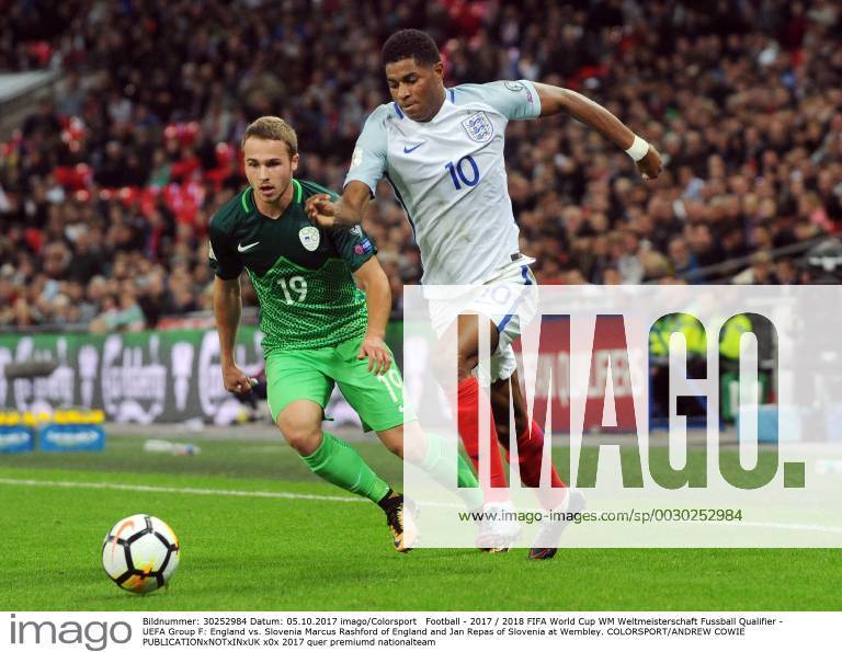 Football - 2017 2018 FIFA World Cup WM Weltmeisterschaft Fussball Qualifier - UEFA Group F: England vs. Slovenia Marcus Rashford of England and Jan Repas of Slovenia at Wembley. COLORSPORT ANDREW COWIE