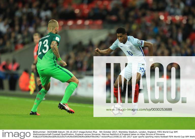 5th October 2017, Wembley Stadium, London, England; FIFA World Cup WM Weltmeisterschaft Fussball Qualification, England versus Slovenia; Marcus Rashford of England takes on Aljaz Struna of Slovenia ActionPlus11938132