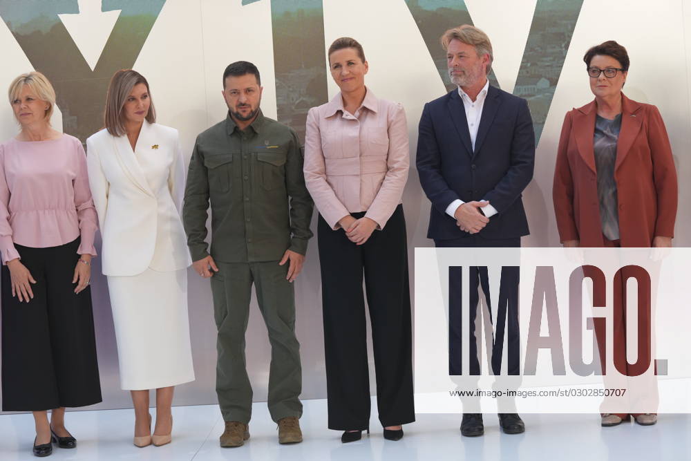 Denmarks Prime Minister Mette Frederikse, her husband Bo Tengberg, Ukrainian President Volodymyr Zelenskyj and First Lady Olena Zelenska during the Third Summit of First Ladies and Gentlemen in Kyiv, Ukraine, Wednesday September 6, 2023 , Kyiv Denmark