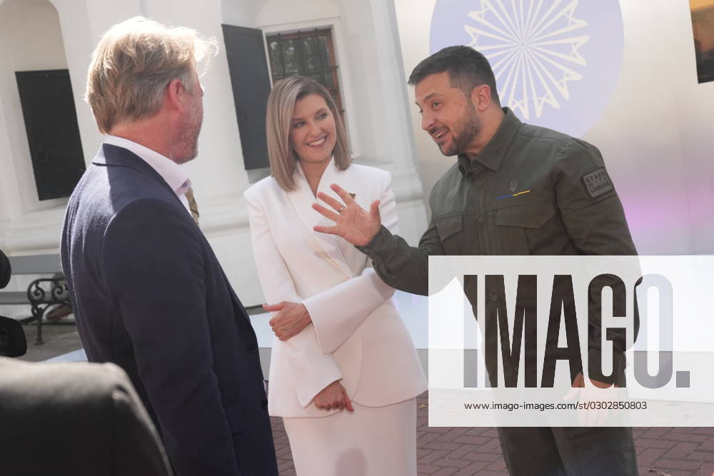 Denmarks Prime Minister Mette Frederikse, her husband Bo Tengberg, Ukrainian President Volodymyr Zelenskyj and First Lady Olena Zelenska during the Third Summit of First Ladies and Gentlemen in Kyiv, Ukraine, Wednesday September 6, 2023 , Kyiv Denmark