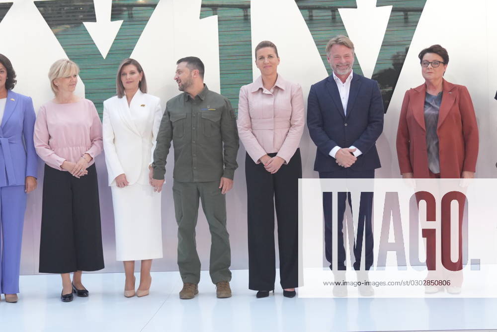 Denmarks Prime Minister Mette Frederikse, her husband Bo Tengberg, Ukrainian President Volodymyr Zelenskyj and First Lady Olena Zelenska during the Third Summit of First Ladies and Gentlemen in Kyiv, Ukraine, Wednesday September 6, 2023 , Kyiv Denmark
