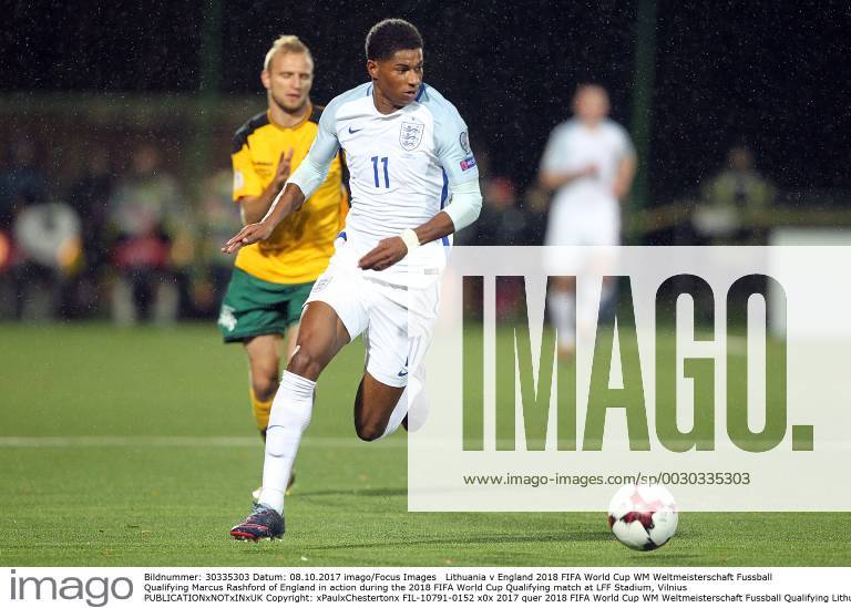 Lithuania v England 2018 FIFA World Cup WM Weltmeisterschaft Fussball Qualifying Marcus Rashford of England in action during the 2018 FIFA World Cup Qualifying match at LFF Stadium, Vilnius Content Not Available For UK Newspapers