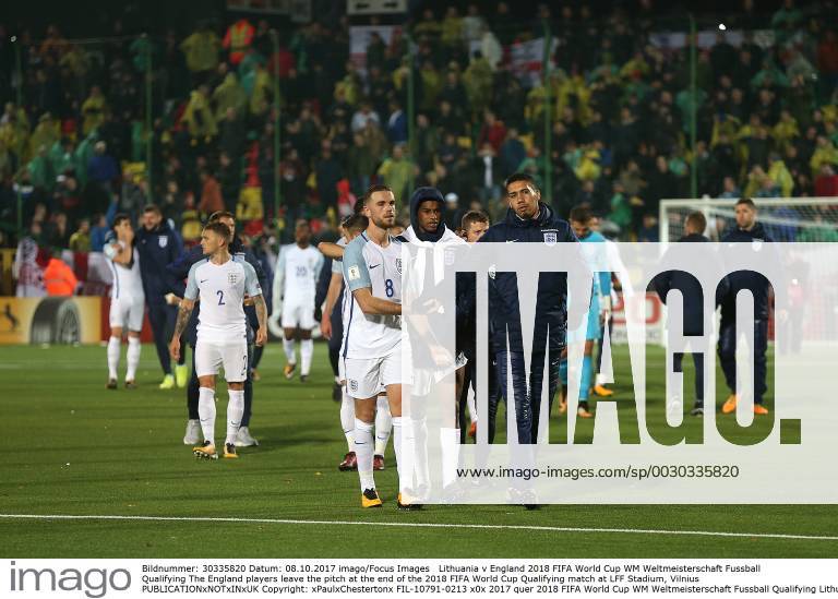Lithuania v England 2018 FIFA World Cup WM Weltmeisterschaft Fussball Qualifying The England players leave the pitch at the end of the 2018 FIFA World Cup Qualifying match at LFF Stadium, Vilnius Content Not Available For UK Newspapers