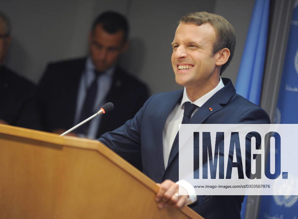 French President Emmanuel Macron speaking at the United Nations in New York French President Emmanuel Macron speaking at the United Nations in New York, Credit:Dennis Van Tine Avalon