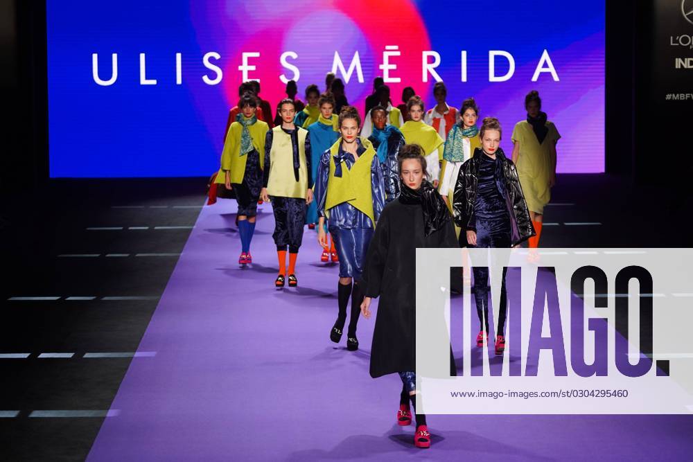 A model wears at collection runway a creation from Ulises Merida during Pasarela Cibeles Mercedes Benz Fashion Week Madrid 2023 in Madrid, on Saturday, 16 September 2023 Cordon Press