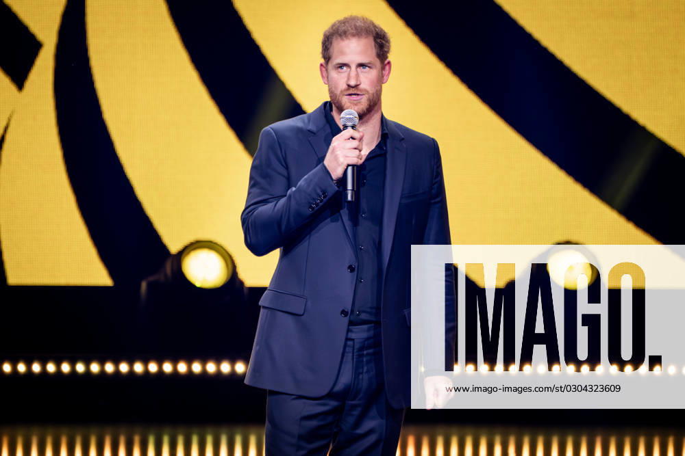 Closing Ceremony of the Invictus Games 2023 Prince Harry, Duke of Sussex during his speech at the Closing Ceremony at the Invictus Games 2023 in Duesseldorf, Duesseldorf, 16 09 2023 Duesseldorf North Rhine Westphalia Germany