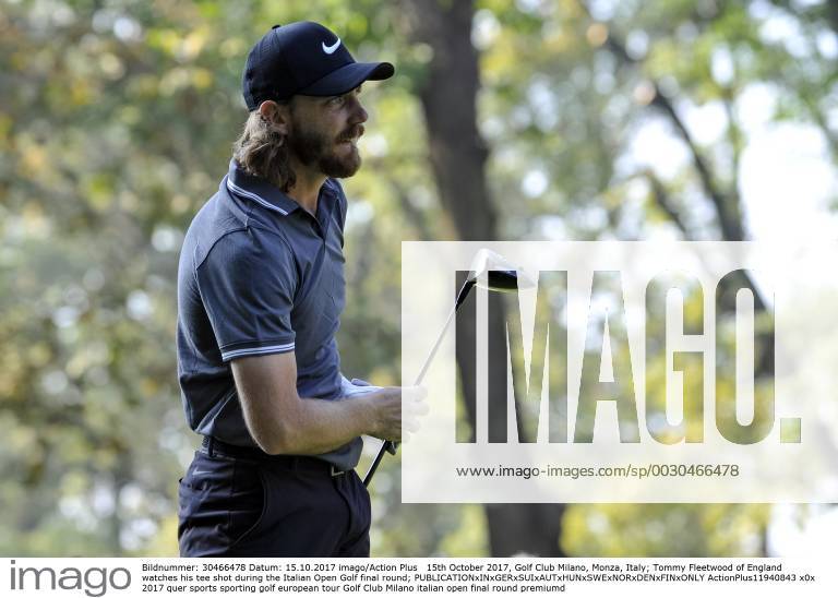 15th October 2017, Golf Club Milano, Monza, Italy; Tommy Fleetwood of England watches his tee shot during the Italian Open Golf final round; ActionPlus11940843