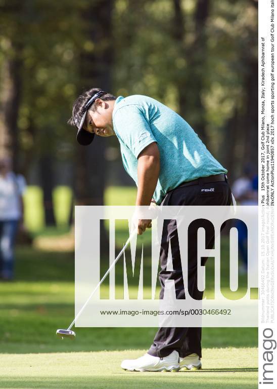 15th October 2017, Golf Club Milano, Monza, Italy; Kiradech Aphibarnrat of Thailand putts during the Italian Open Golf final round; Aphibarnrat come home in joint 2nd place ActionPlus11940857