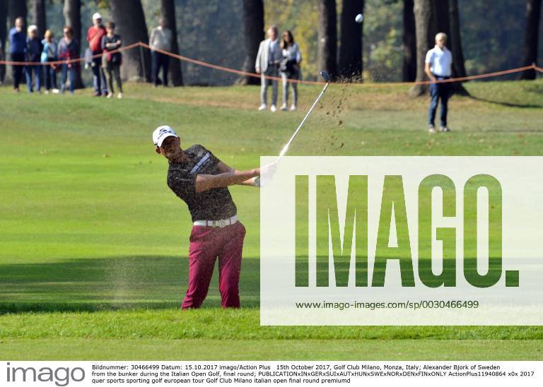 15th October 2017, Golf Club Milano, Monza, Italy; Alexander Bjork of Sweden from the bunker during the Italian Open Golf, final round; ActionPlus11940864