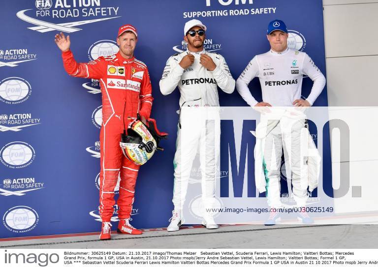 Sebastian Vettel Scuderia Ferrari Lewis Hamilton Valtteri Bottas Mercedes Grand Prix Formula 1 GP USA in Austin 21 10 2017 Photo mspb Jerry Andre Sebastian Vettel Lewis Hamilton Valtteri Bottas Formula 1 GP USA