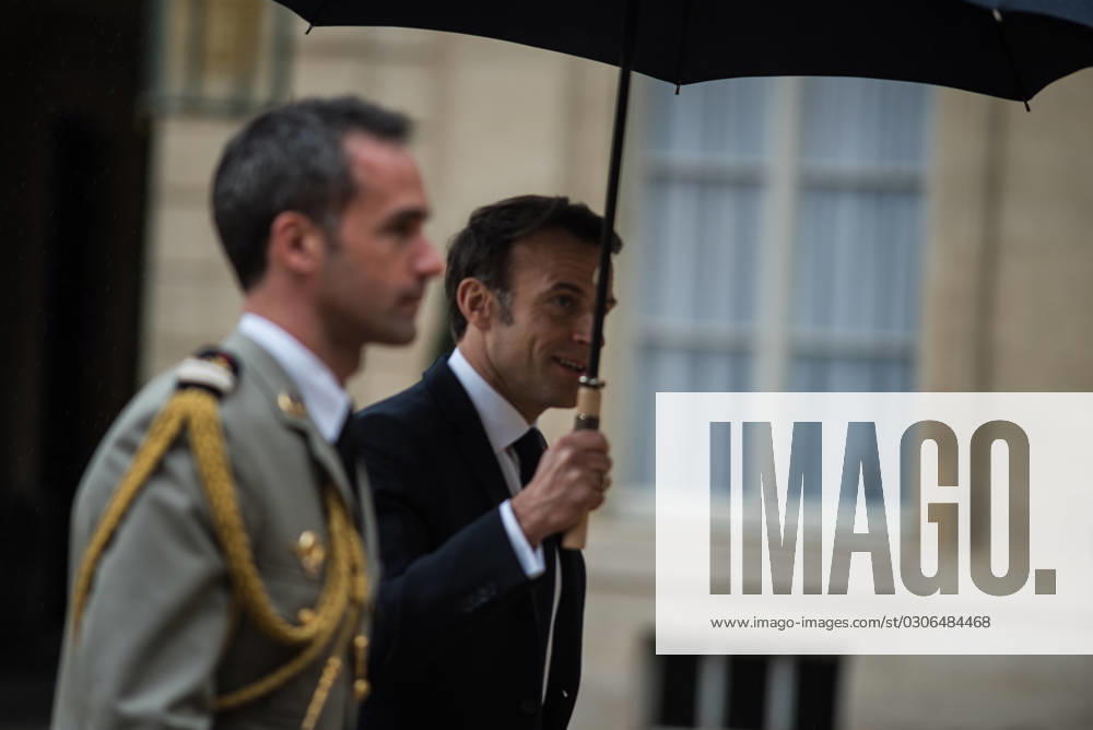 FRANCE TOP LEVEL SUMMIT IN PARIS French President Emmanuel Macron at the end of the 36th Franco-British summit. Paris, 10 March 2023. PARIS ILE-DE-FRANCE FRANCE