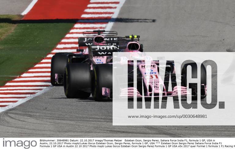 Esteban Ocon Sergio Perez Sahara Force India F1 Formula 1 GP USA in Austin 22 10 2017 Photo mspb Lukas Gorys Esteban Ocon Sergio Perez Formula 1 GP USA