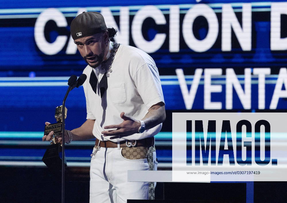Bad Bunny receives an award at the 2023 Latin Billboard Music Awards at the University of Miami, Watsco Center, Thursday, October 05, 2023 in Coral Gables, Florida. MIA20231005157 GARYxIxROTHSTEIN