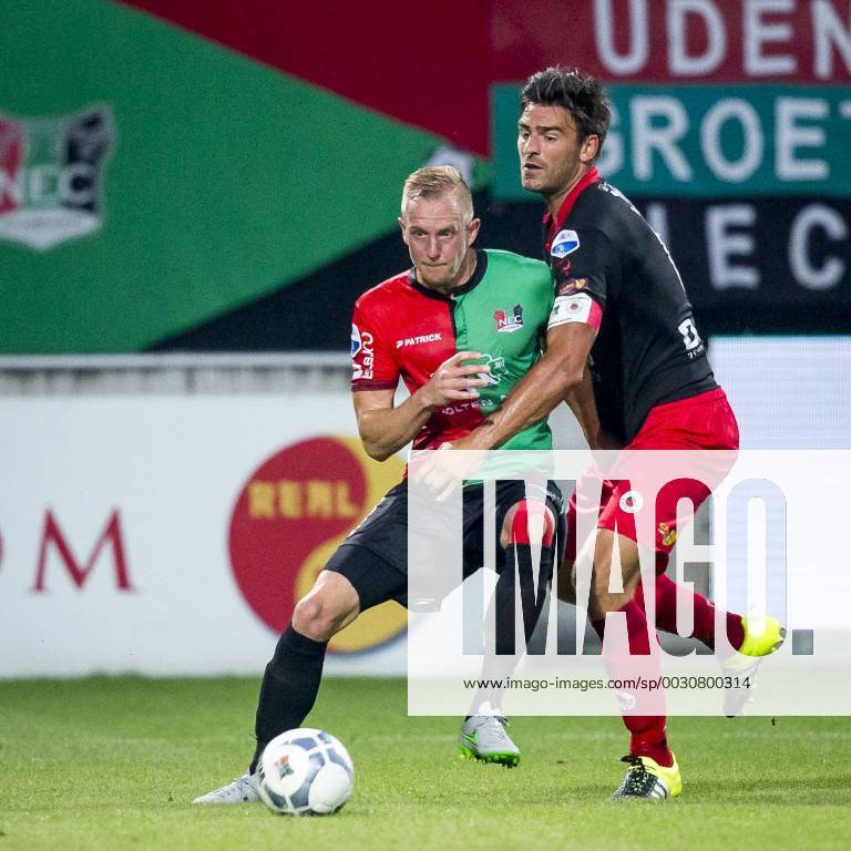 Nijmegen NEC Excelsior Football Eredivsie season 2015 2016 12 08 2015 Stadium the Goffert NEC player Sjoerd Ars L Excelsior player Sander Fischer R NEC Excelsior