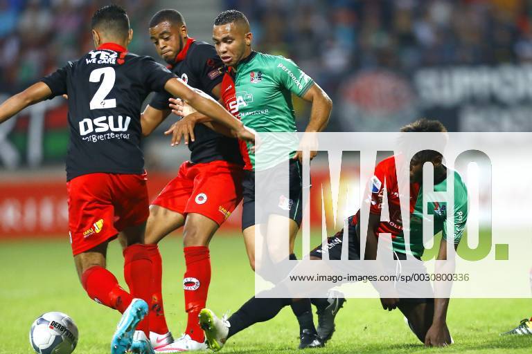 Nijmegen NEC Excelsior Football Ears Divisia season 2015 2016 12 08 2015 Excelsior player Khalid Karami L with Excelsior player Brandley Kuwas M NEC player Gregor Breinburg M NEC player Anthony Limbombe R NEC Excelsior