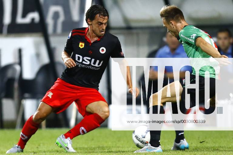 Nijmegen NEC Excelsior Football Ears Divisia season 2015 2016 12 08 2015 Excelsior player Daryl from Mieghem L with NEC player Kristjan Emilsson R NEC Excelsior