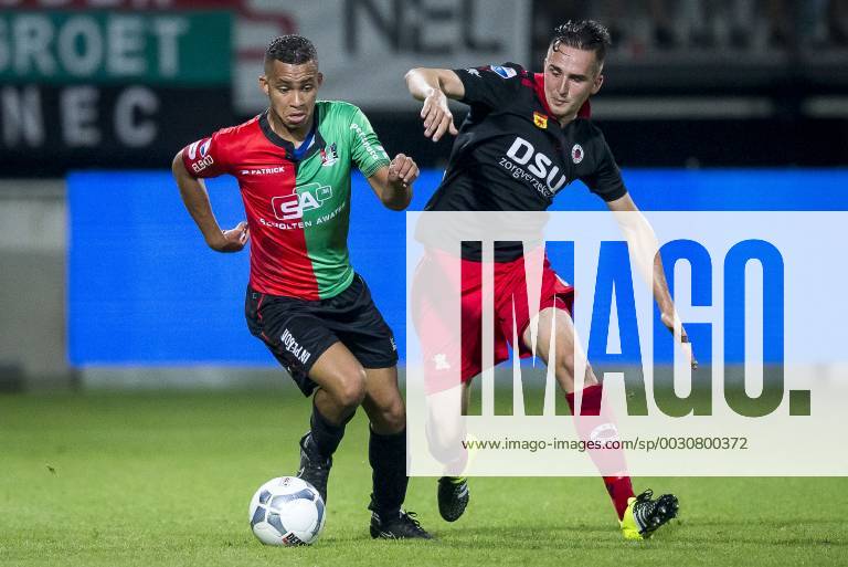 Nijmegen NEC Excelsior Football Eredivsie season 2015 2016 12 08 2015 Stadium the Goffert NEC player Gregor Breinburg L Excelsior player Jeff Pause R NEC Excelsior