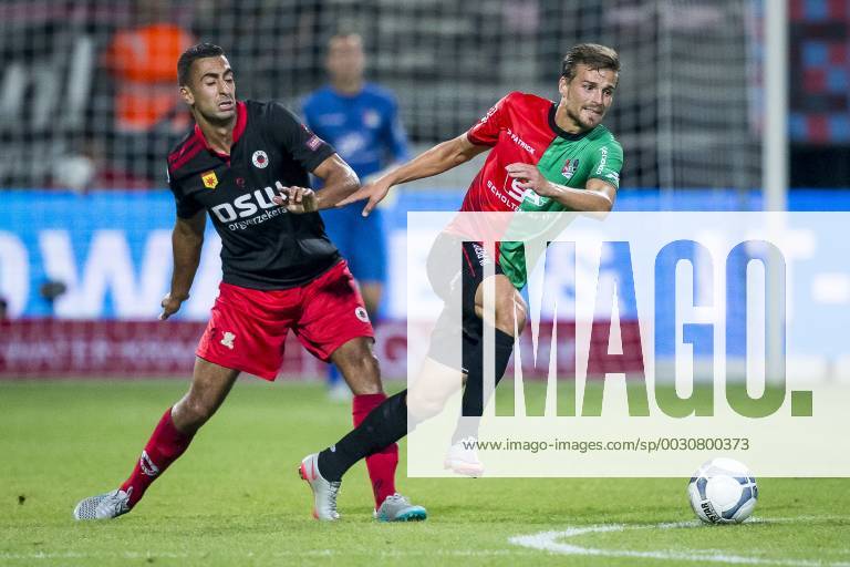 Nijmegen NEC Excelsior Football Eredivsie season 2015 2016 12 08 2015 Stadium the Goffert NEC player Christian Santos R Excelsior player Adil Auassar L NEC Excelsior